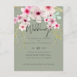 赤面ピンクセージ結婚フローラのスクリプト予算 ポストカード