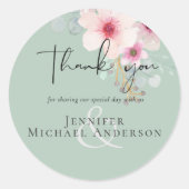 赤面ピンクセージ結婚フローラのスクリプト予算 ラウンドシール (正面)