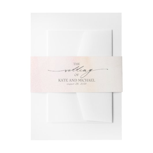 赤面ピンクソフトパステルウォーターカラー結婚ズ 招待状ベリーバンド (正面例)