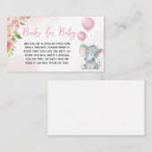 赤面ピンクゾウ赤ちゃんシャワーベビー本 エンクロージャーカード (正面/裏面)