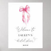 赤面ピンクタイイングザノットブライダルシャワーウェルカム ポスター (正面)