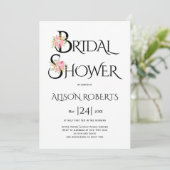 赤面ピンクタイポグラフィピンクローズブライダルシャワー 招待状 (スタンド正面)