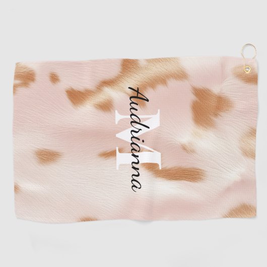 赤面ピンクタンサウスウェストフェイクコーヒド女性のカーボーイ ゴルフタオル (横)