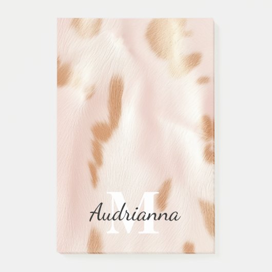 赤面ピンクタンサウスウェストフェイクコーヒド女性のカーボーイ ポストイット (正面)