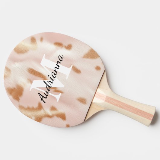 赤面ピンクタンサウスウェストフェイクコーヒド女性のカーボーイ 卓球ラケット (横)