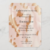 赤面ピンクタンサウスウェストフェイクコーヒド誕生日 招待状 (正面/裏面)