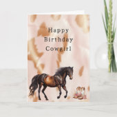 赤面ピンクタンサウスウェストフェイク女性のカーボーイコーヒド カード (正面)