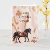 赤面ピンクタンサウスウェストフェイク女性のカーボーイコーヒド カード (黄色い花)