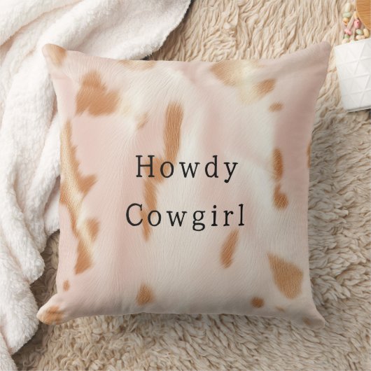 赤面ピンクタンサウスウェストフェイク女性のカーボーイコーヒド クッション (ブランケット)