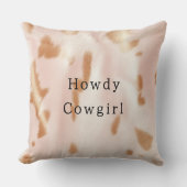 赤面ピンクタンサウスウェストフェイク女性のカーボーイコーヒド クッション (正面)