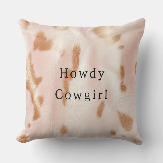 赤面ピンクタンサウスウェストフェイク女性のカーボーイコーヒド クッション (正面)