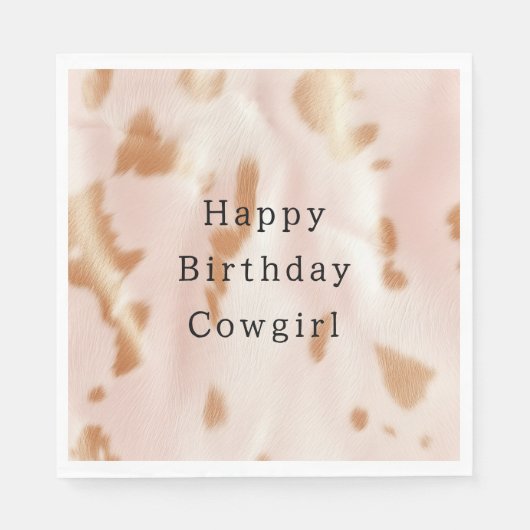 赤面ピンクタンサウスウェストフェイク女性のカーボーイコーヒド スタンダードランチョンナプキン (正面)