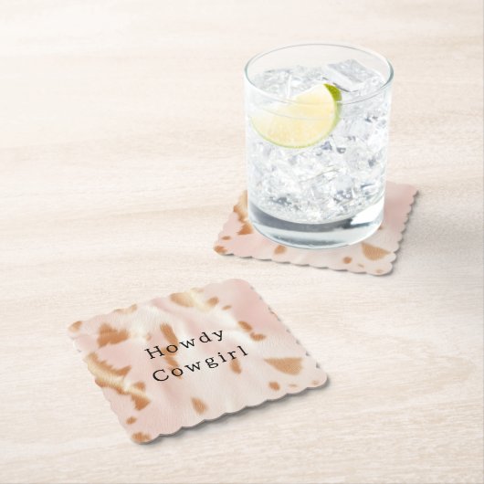 赤面ピンクタンサウスウェストフェイク女性のカーボーイコーヒド ペーパーコースター (インサイチュ)