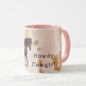 赤面ピンクタンサウスウェストフェイク女性のカーボーイコーヒド マグカップ (正面右)