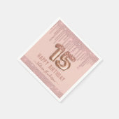 赤面ピンクダイヤモンドドリップスハッピー15誕生日 スタンダードカクテルナプキン (角)