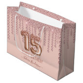 赤面ピンクダイヤモンドドリップスハッピー15誕生日 ラージペーパーバッグ (正面アングル)