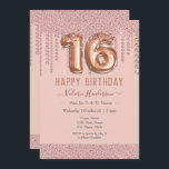 赤面ピンクダイヤモンドドリップハッピー16誕生日<br><div class="desc">赤面ガーリーピンクダイヤモンドドリップ、ミレニアルなピンクの背景、スクリプト名のファンシータイポグラフィ。バラフェイク金ゴールド16バルーン文字。甘素晴らしい16お祝い。すべての文字は、16個のバルーンアートワークを除いて調整可能。</div>