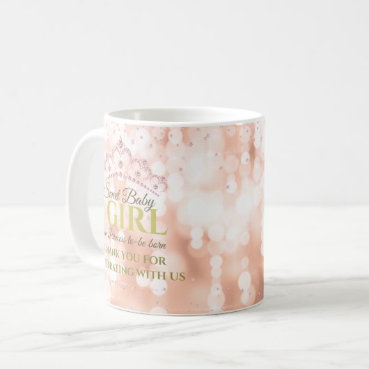 赤面ピンクダイヤモンドバラ金ゴールドスウィートベビー コーヒーマグカップ (正面左)