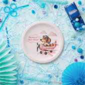 赤面ピンクダシュント飛行機ベビーシャワー ペーパープレート (パーティー)