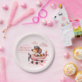 赤面ピンクダシュント飛行機ベビーシャワー ペーパープレート (パーティー)