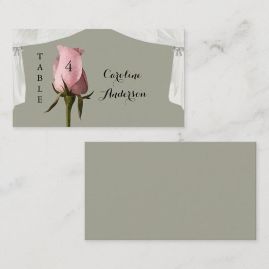 赤面ピンクダスティス結婚セージのテーブル座席表 プレイスカード (正面/裏面)