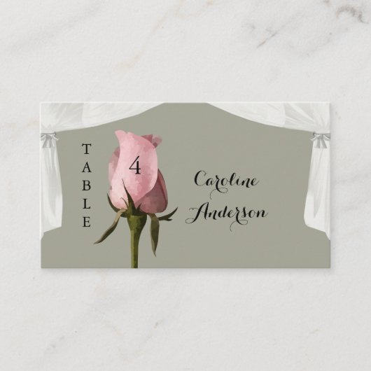 赤面ピンクダスティス結婚セージのテーブル座席表 プレイスカード (正面)