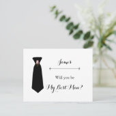 赤面ピンクダスティセージ花婿介添人リクエストカード ポストカード (スタンド正面)