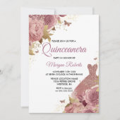 赤面ピンクダスティバラドレスキンセアニェラパーティー 招待状 (正面)