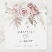 赤面ピンクダスティバラフローラ結婚ズワインラベル ワインラベル (シングルラベル)