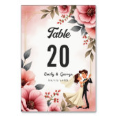 赤面ピンクダスティバラ新郎新婦フローラ結婚ズ テーブルナンバー (正面)