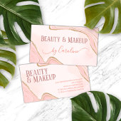 赤面ピンクダスティバラ金ゴールドマーブルアゲートアート 名刺