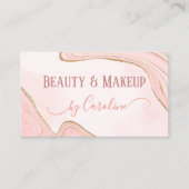 赤面ピンクダスティバラ金ゴールドマーブルアゲートアート 名刺 (正面)