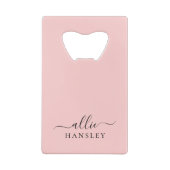 赤面ピンクダスティピンクモダンミニマリスト クレジットカード栓抜き (裏面)