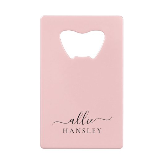 赤面ピンクダスティピンクモダンミニマリスト クレジットカード栓抜き (裏面)