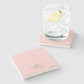 赤面ピンクダスティピンクモダンミニマリスト ストーンコースター (横)