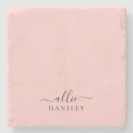 赤面ピンクダスティピンクモダンミニマリスト ストーンコースター (正面)