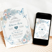 赤面ピンクダスティブルーバタフライキンセ王室のーニェラ 招待状