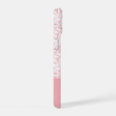 赤面ピンクダマスクパターンモノグラムiPhone 14ケース iPhone 15ケース (右側面)