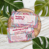 赤面ピンクダークレッドアクアブルー抽象芸術アートパターン 名刺