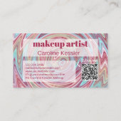 赤面ピンクダークレッドアクアブルー抽象芸術アートパターン 名刺 (裏面)