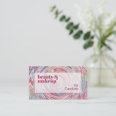 赤面ピンクダークレッドアクアブルー抽象芸術アートパターン 名刺 (スタンド正面)