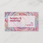 赤面ピンクダークレッドアクアブルー抽象芸術アートパターン 名刺 (正面)