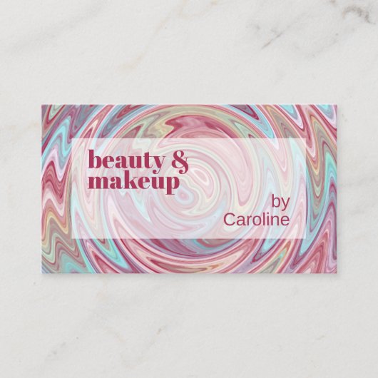 赤面ピンクダークレッドアクアブルー抽象芸術アートパターン 名刺 (正面)