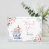 赤面ピンクチノイスリージンジャージャーブベビーシャワー サンキューカード (スタンド正面)