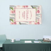 赤面ピンクチューリップフローラバースデーパーティーウェルカムバ 横断幕 (トレードショー)