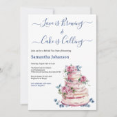 赤面ピンクティアドケーキピンクローズブライダルシャワー 招待状 (正面)