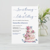 赤面ピンクティアドケーキピンクローズブライダルシャワー 招待状 (スタンド正面)