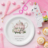 赤面ピンクティーパーティーガールベビーシャワー ペーパープレート (パーティー)