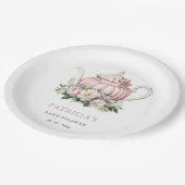 赤面ピンクティーパーティーガールベビーシャワー ペーパープレート (アングル)