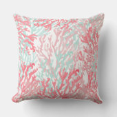 赤面ピンクティール(緑がかった色)サンゴハン色彩の鮮やかドリーフフローラ クッション (正面)
